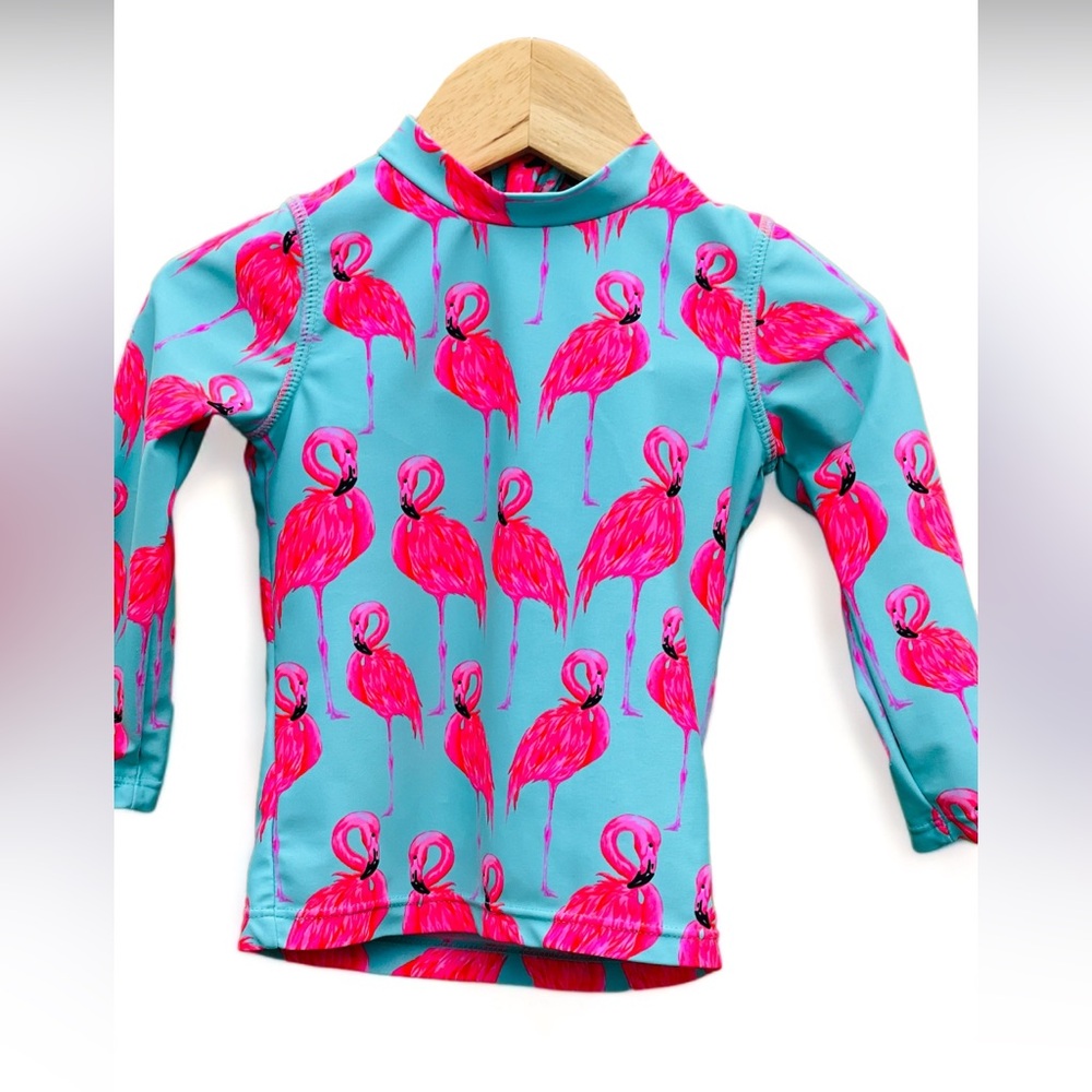 Shade Critters Palm Beach Flamingo 🦩 Print Rash Guard Top